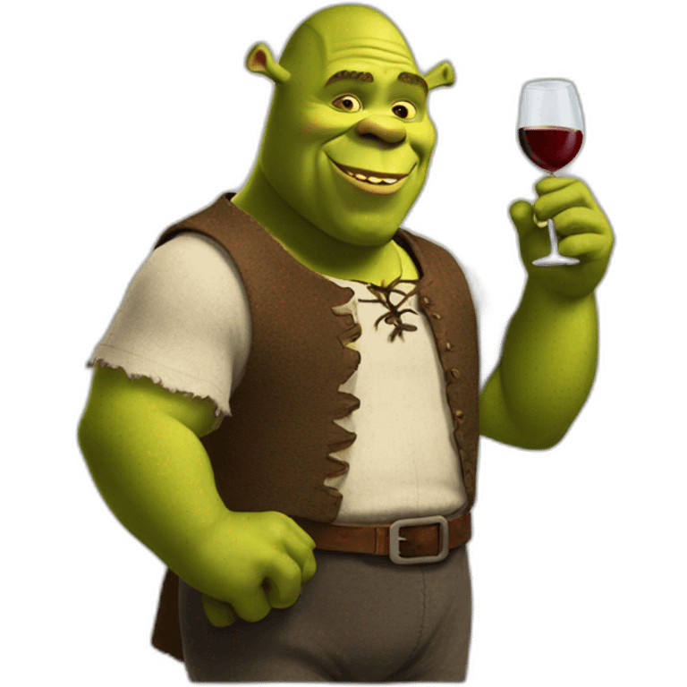 Shrek drinking wine emoji