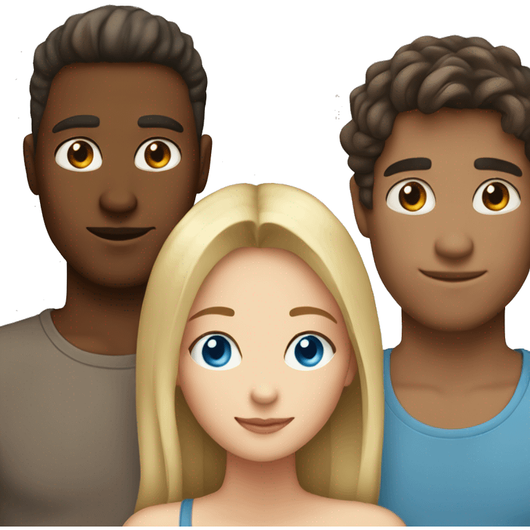 Couple with a blonde blue eyed girl and a brown haired guy emoji