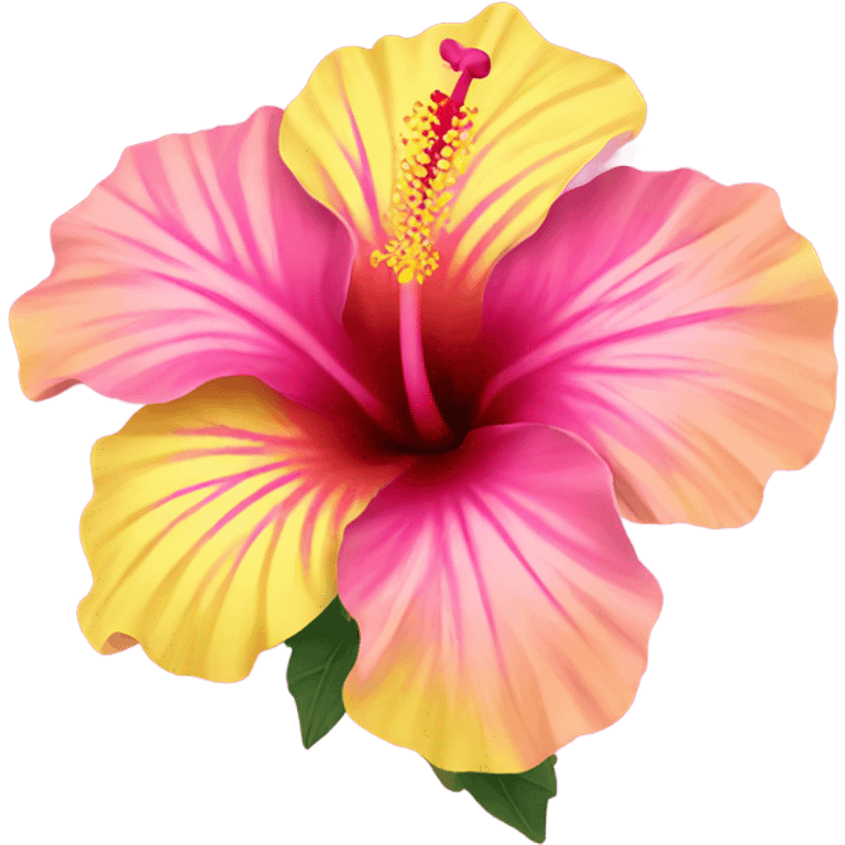 Pink and yellow hibiscus flower emoji