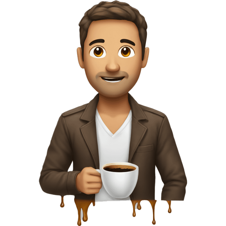 Man with coffee stain on his shirt emoji