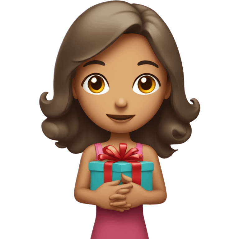 FILLE AVEC UN CADEAU DANS LA MAIN emoji