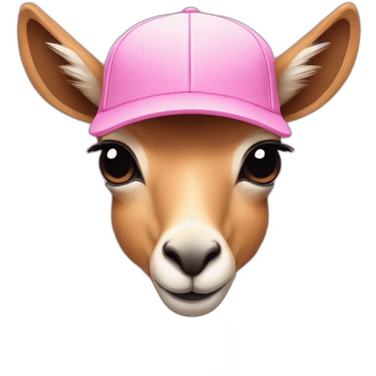 pink vicuna with a baseball cap and a bow emoji