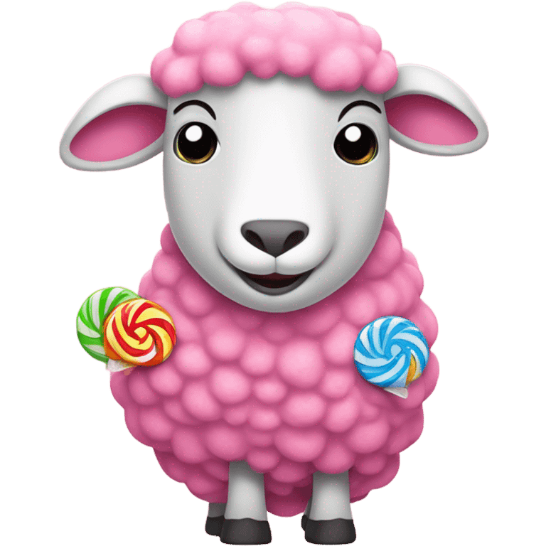 pink sheep in a dress eating candy emoji