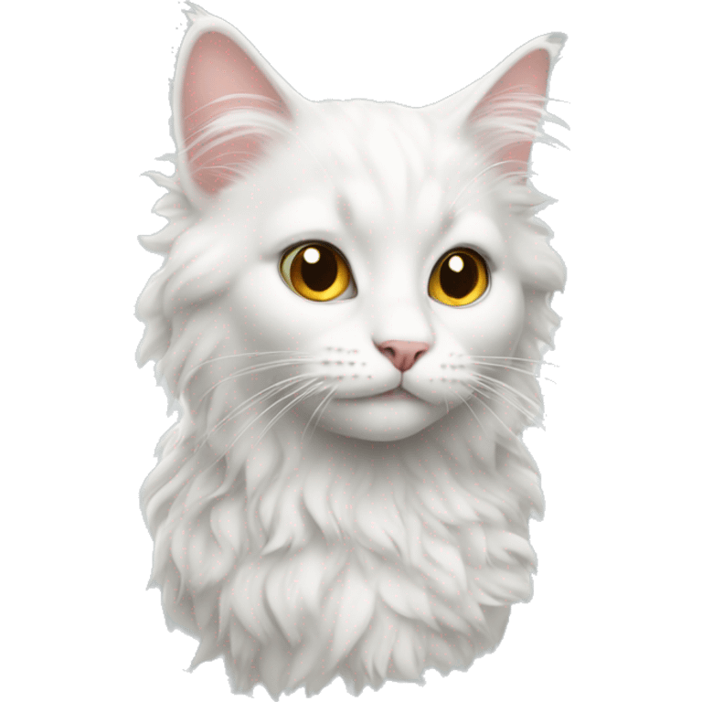 White Cat with curly hair emoji