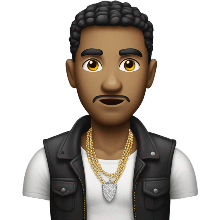 Light skin guy, angry, with a diamond necklace, he is wearing robber clothes emoji