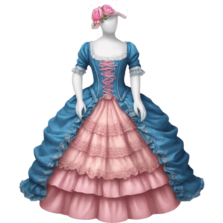 Rococo dress with pink and blue emoji