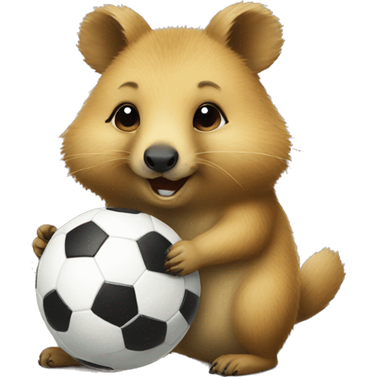 cute quokka holding soccer ball emoji