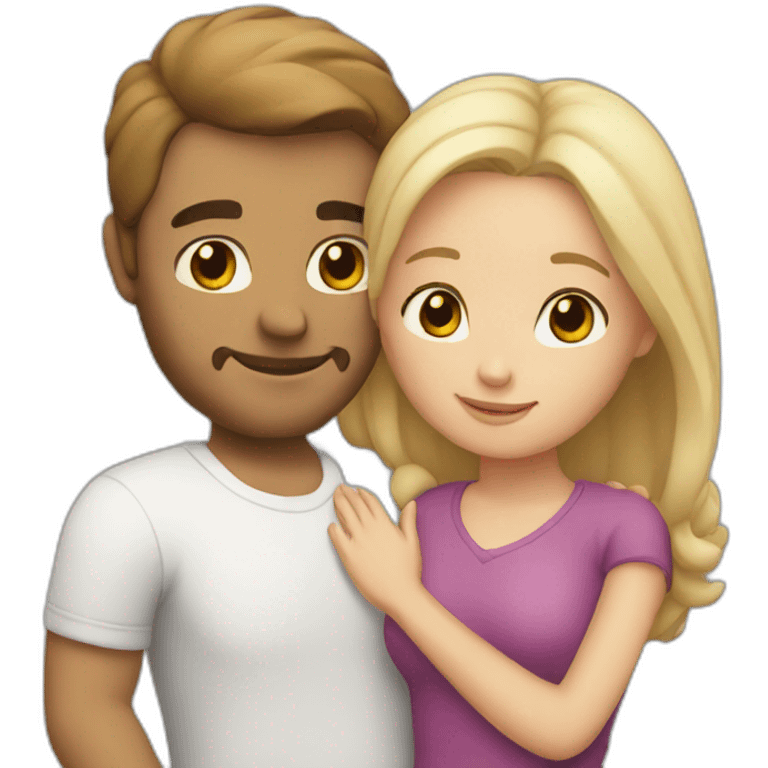 White Couple hugging each other emoji