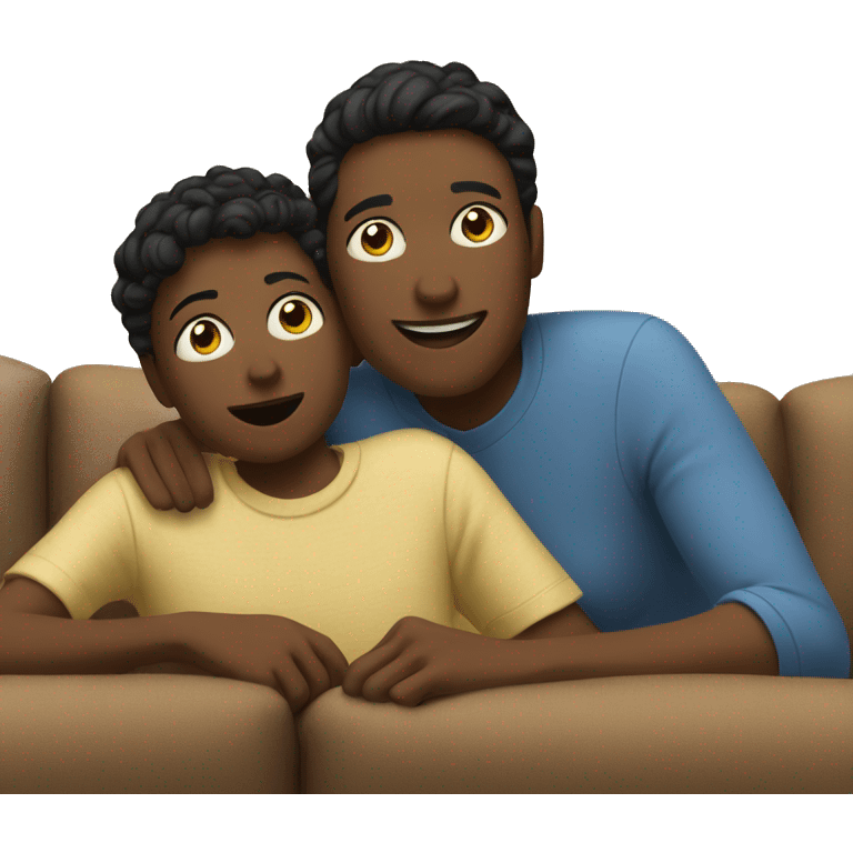 Mother and son watching movies  emoji