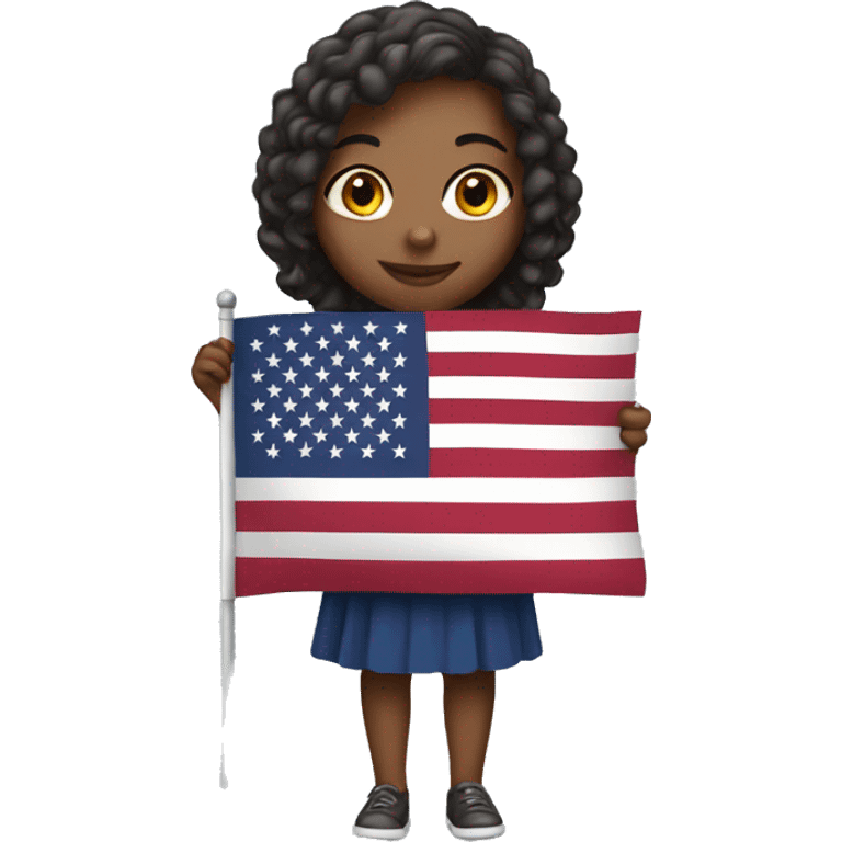 A girl holding Us flag emoji