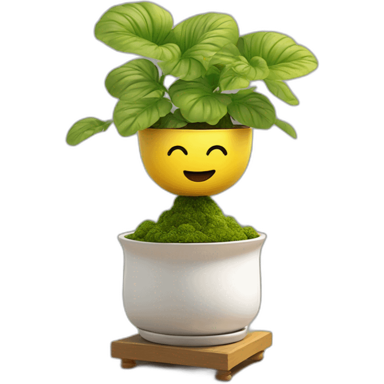 divine plant in a golden flower pot on a stand with four feer emoji