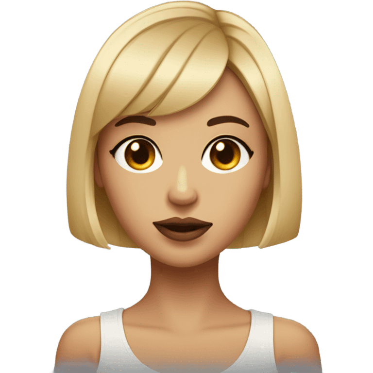 can i have a bitches looking emoji with a girl with lip filler and botoxed features side eying she also had a bob with bangs emoji