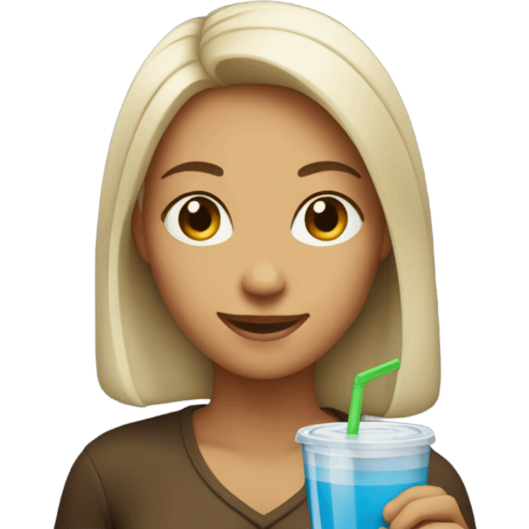 smiling woman with drink emoji