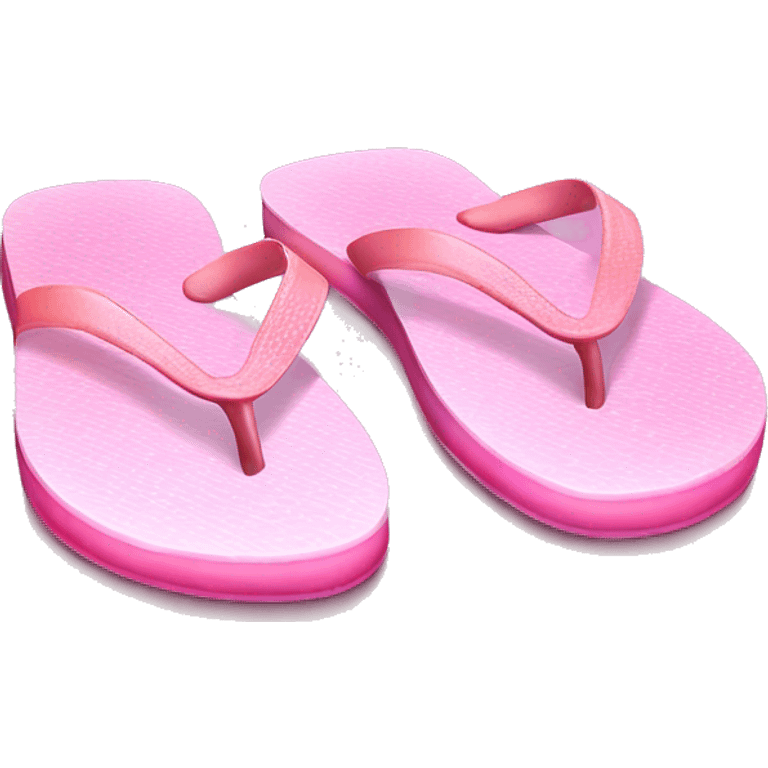 Realistic light pink gradient pair of summer flip flops isolated. emoji