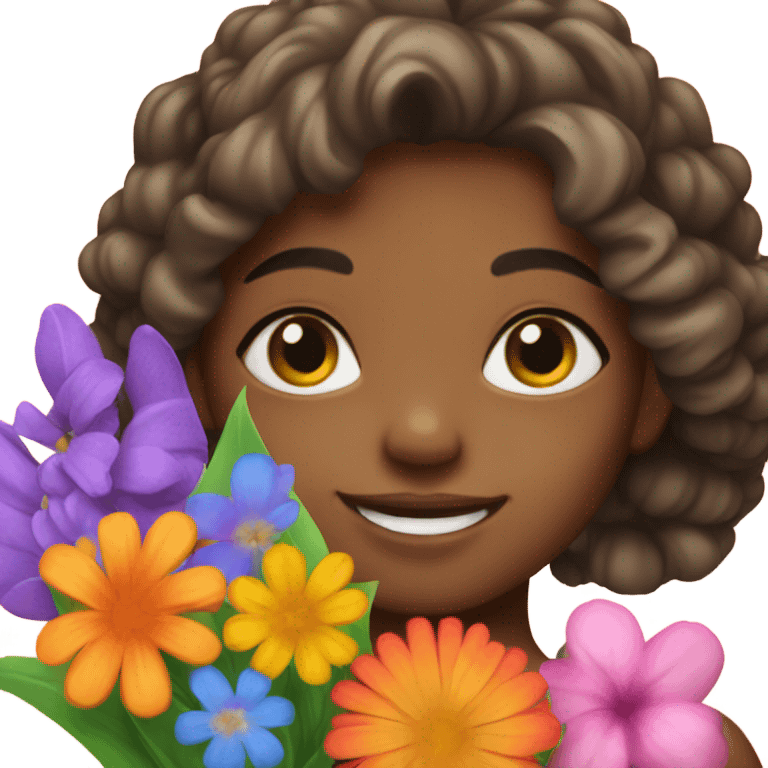 girl with a bouquet of flowers emoji