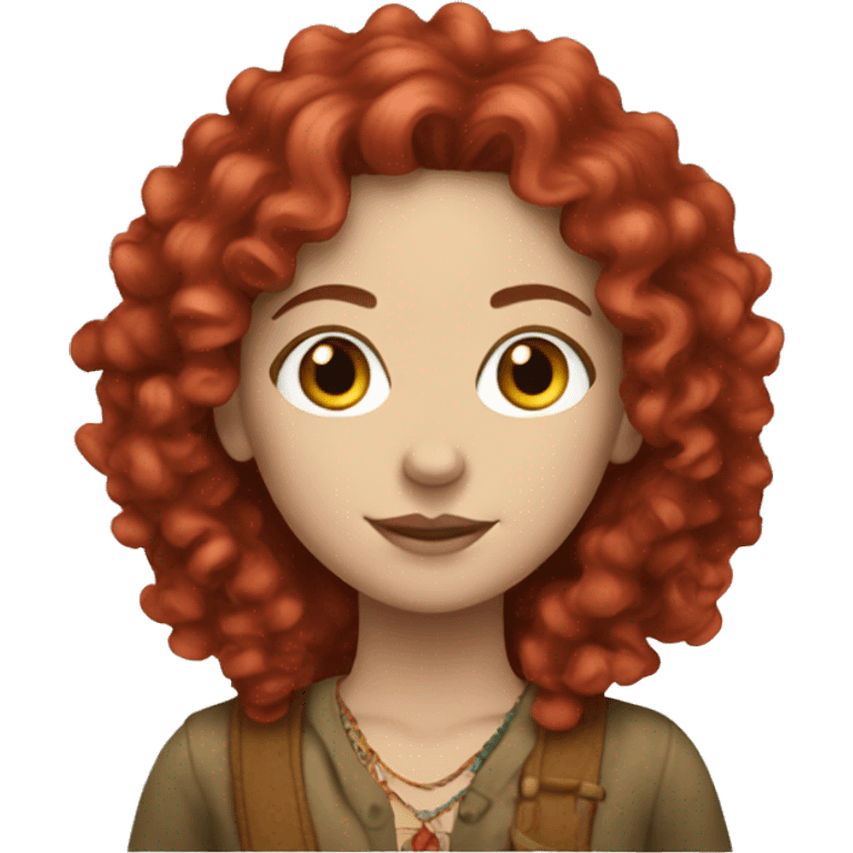 White Woman red curls hippie emoji