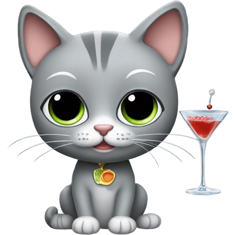 Grey cat with martini emoji