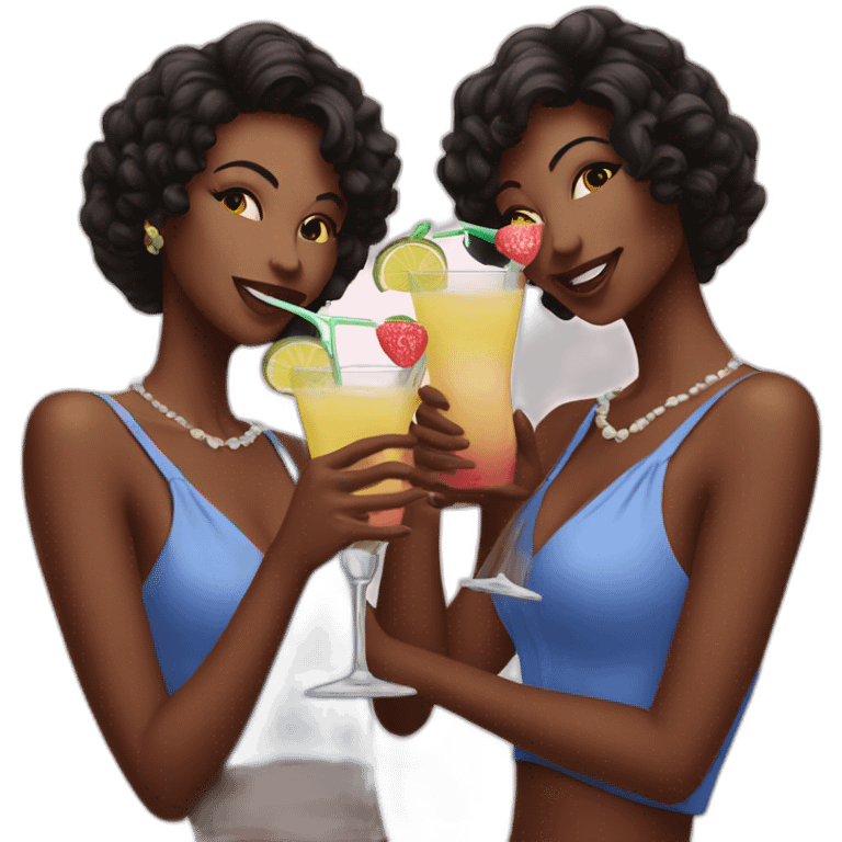 Triplet women drinking pretty cocktails emoji