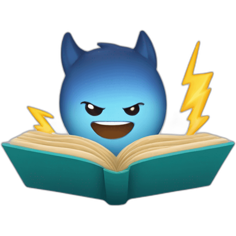 Cute Lightning bolt reading a book emoji