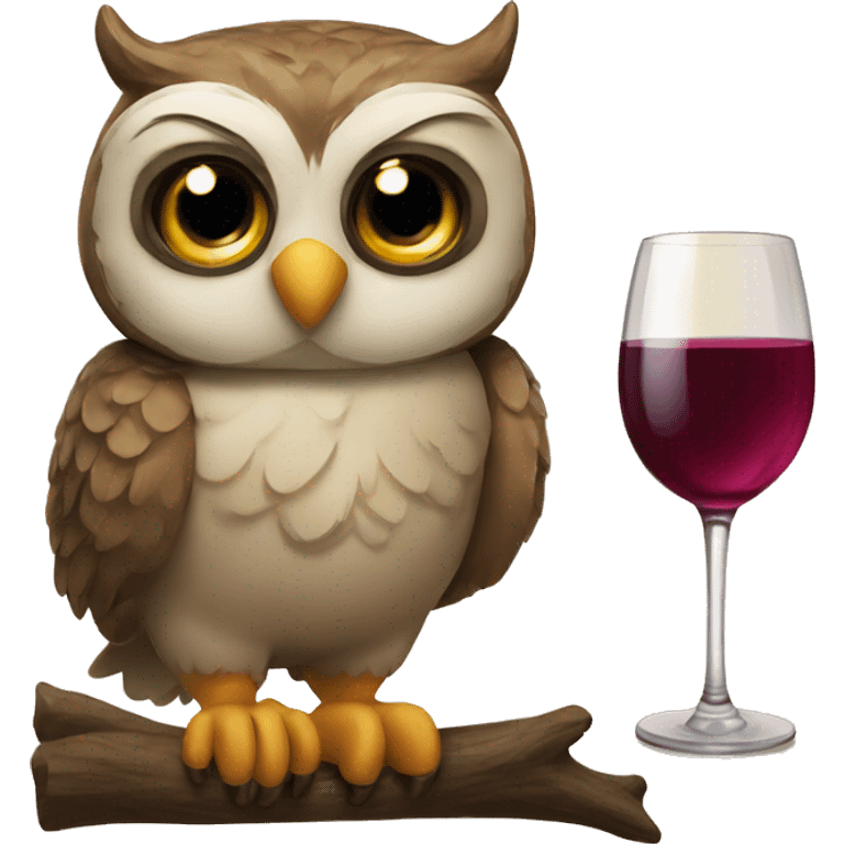 Owl with wine glass emoji