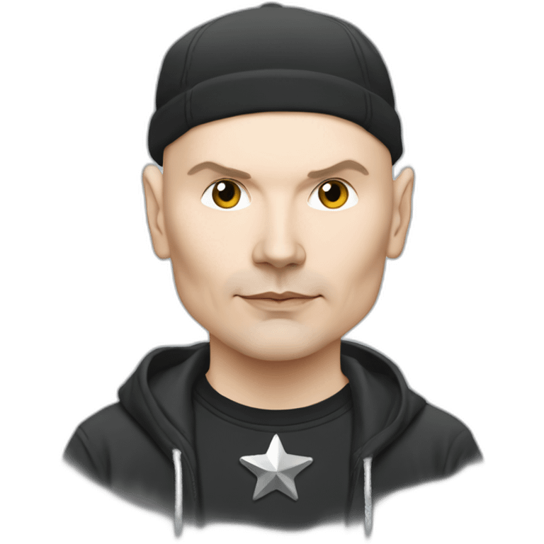 Billy corgan with a silver star on his t-shirt emoji