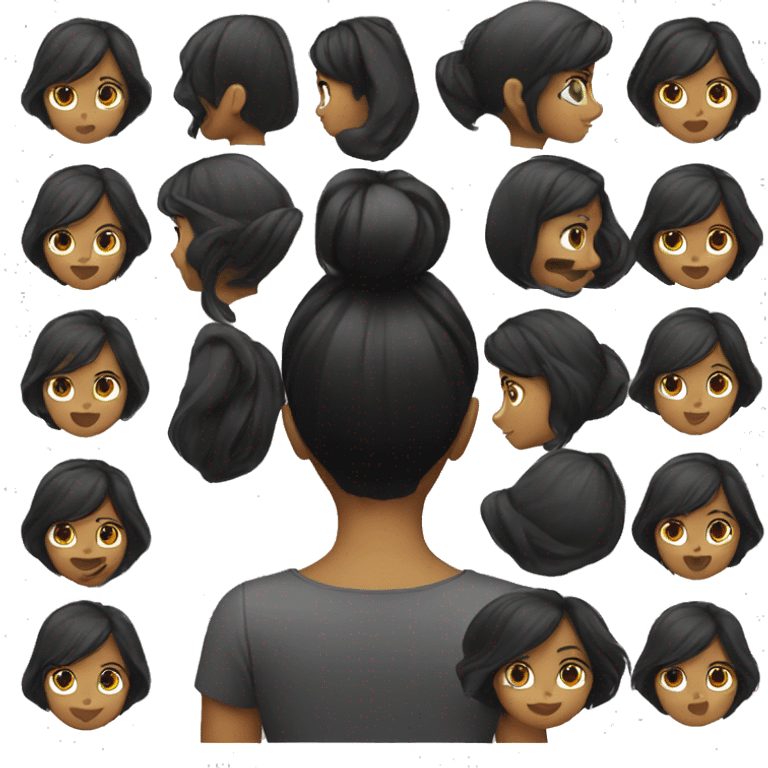 black haired girl from behind emoji