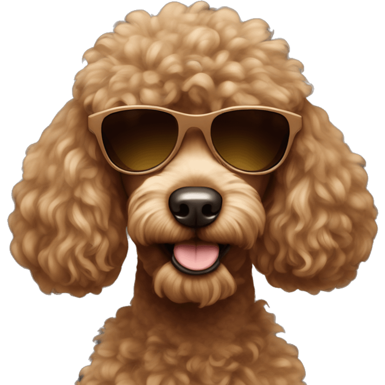 Brown poodle dog with sunglasses emoji