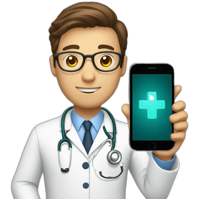 Doctor holding a smartphone emoji