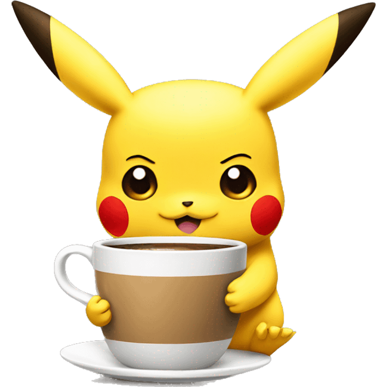 Pikachu drinking coffee emoji