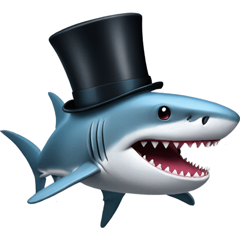 Shark with a top hat emoji