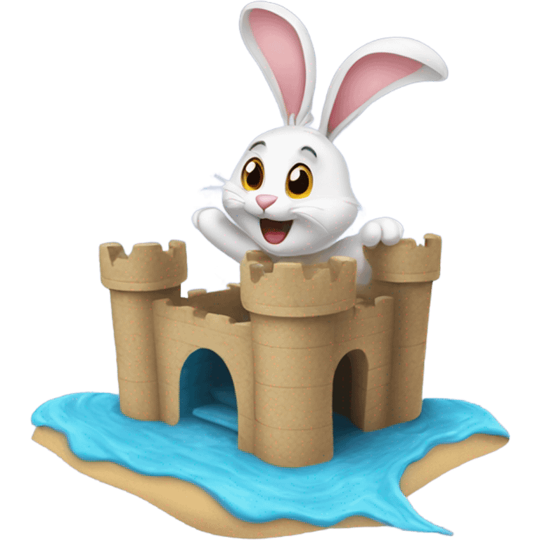 Rabbit jumping sandcastle emoji