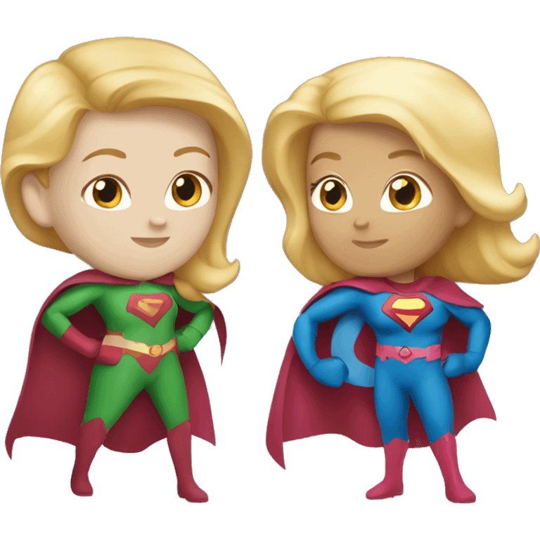 Superhero Duo Caucasian female redhead and  female blonde emoji