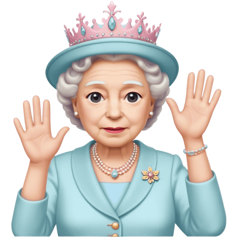 
Queen Elizabeth waves in pastel clothes emoji