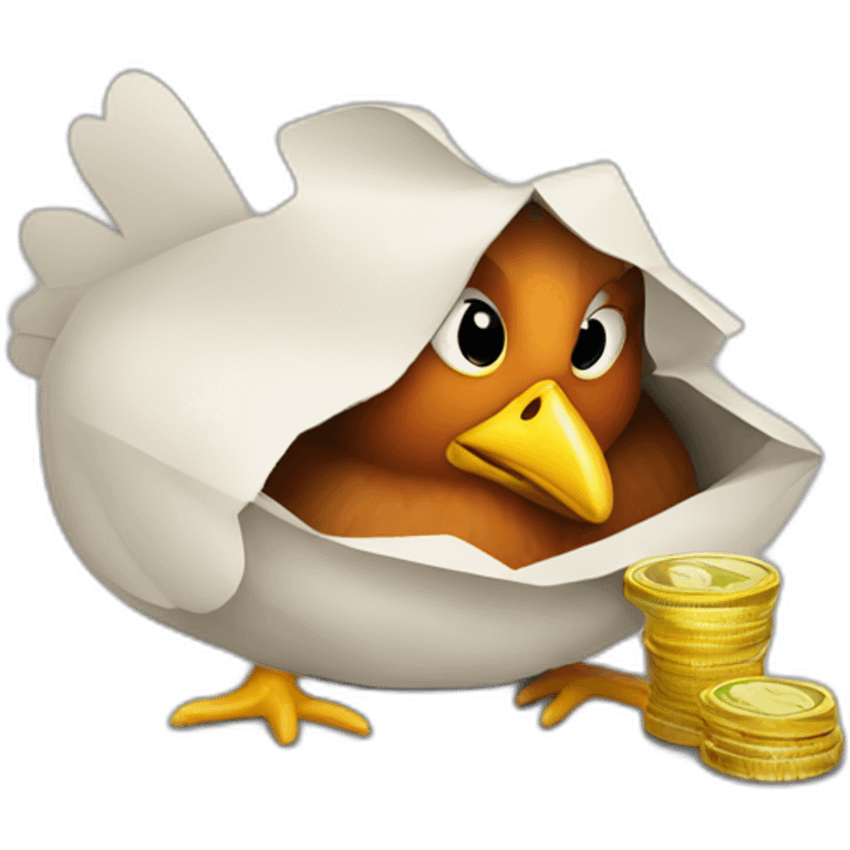 Chicken hiding money emoji