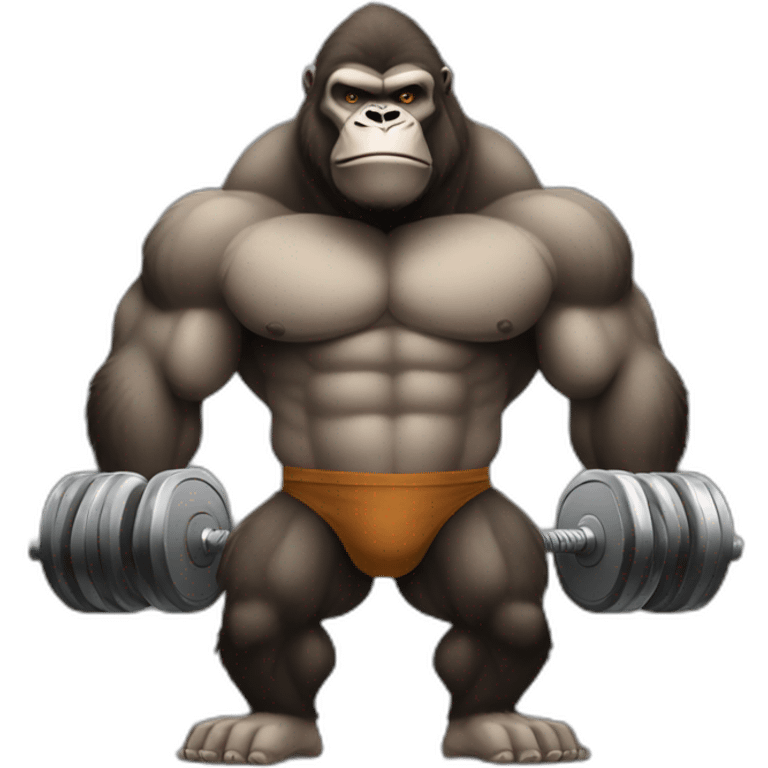 Very buff Gorilla lifting weights gym emoji