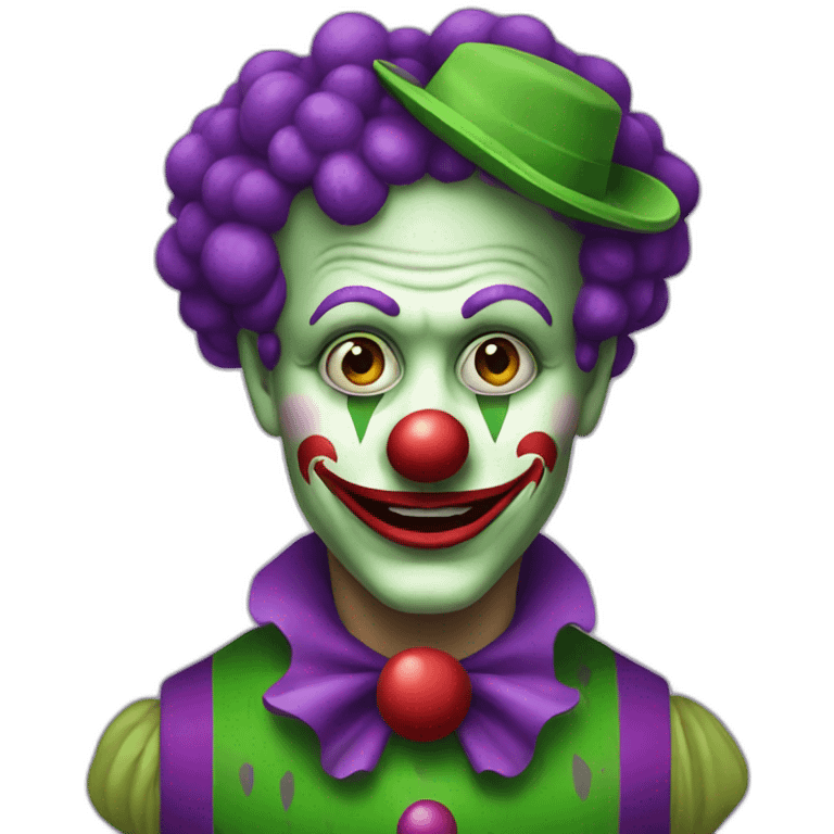 green and purple clown emoji