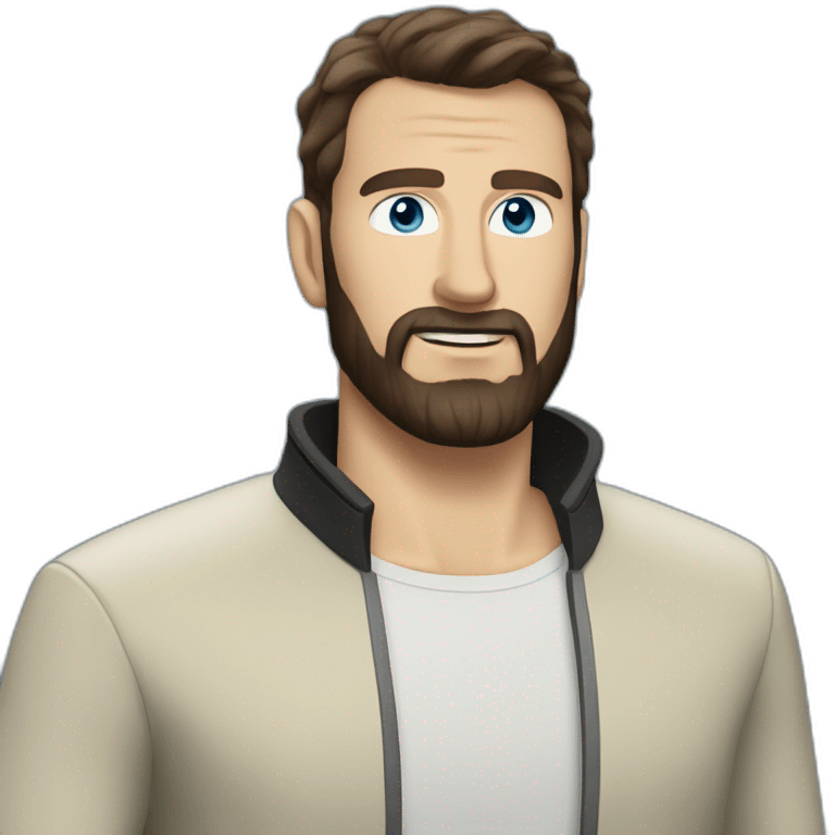 Handsome white man with Blue eyes brown hair and black beard startrek emoji