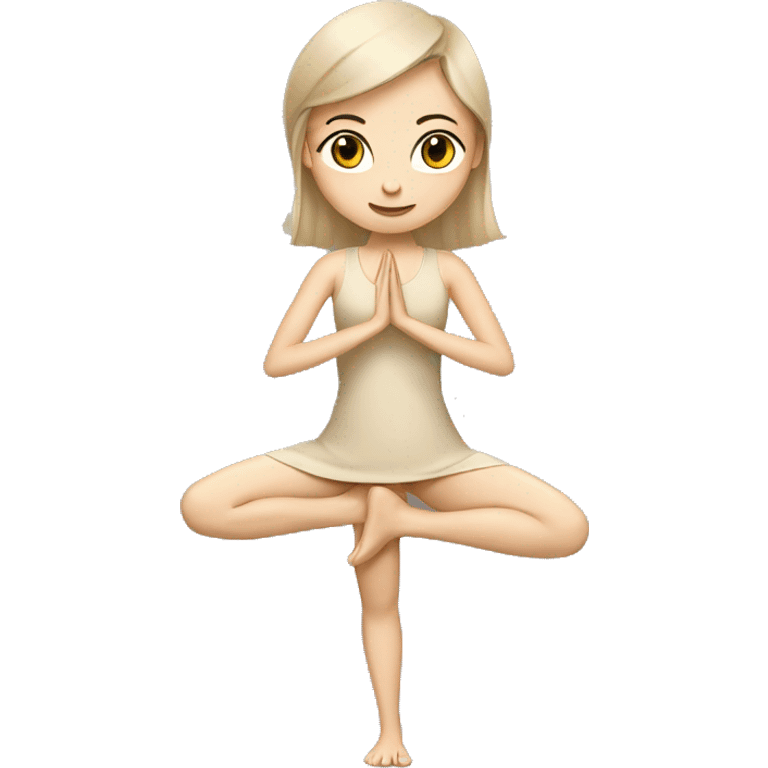 yoga girl with white skin in beige dress emoji