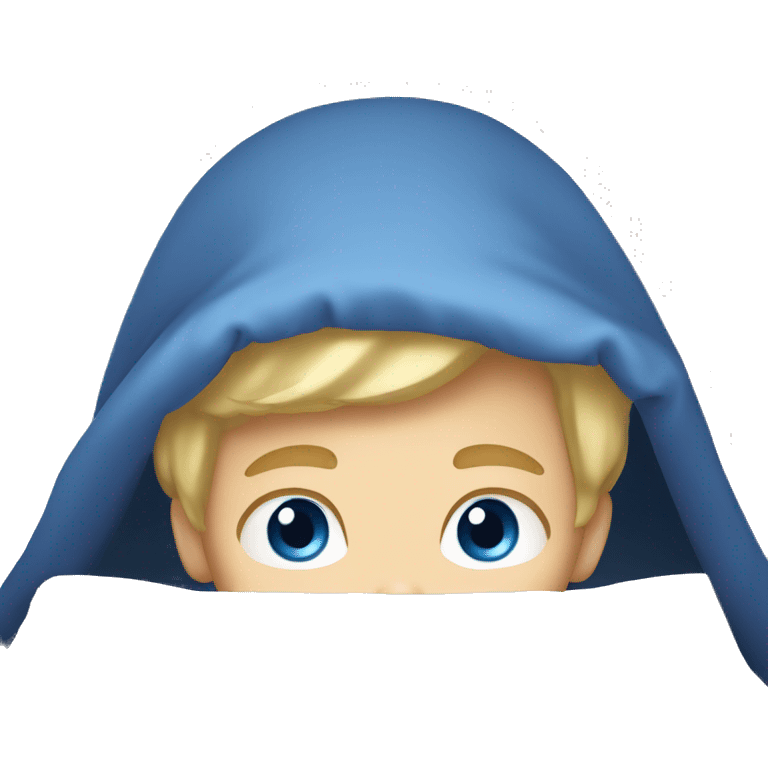 blonde hair blue eyes boy looking under his bed emoji