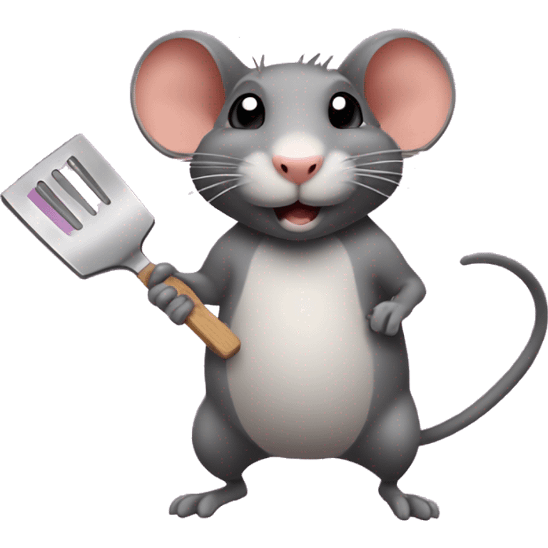 Dumbbell rat with cooking spatula emoji