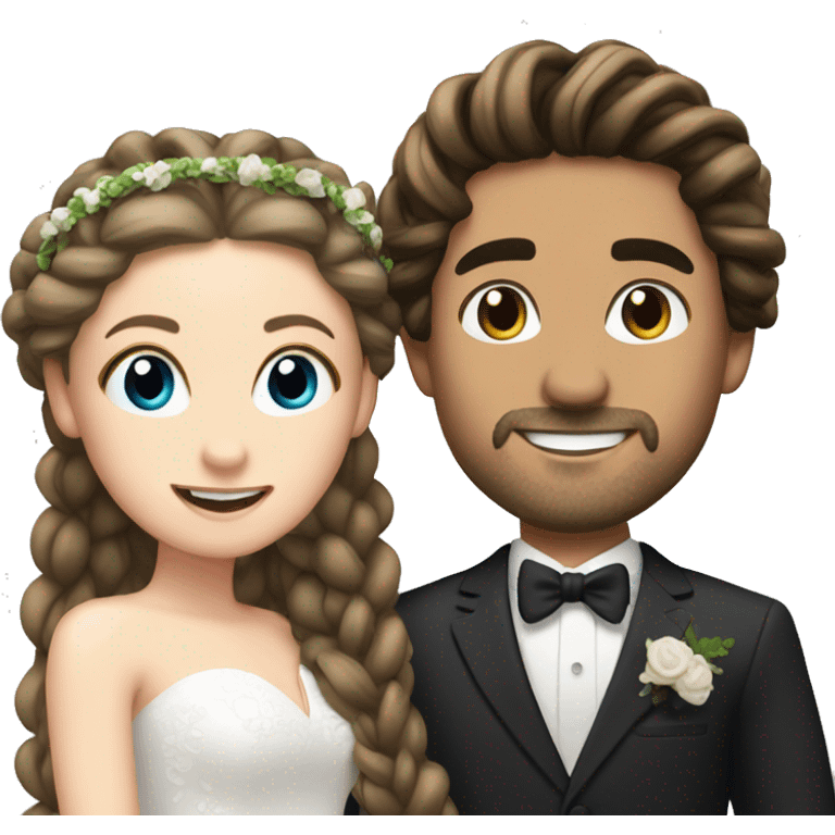 hot spanish man with braids and a brunette white girl at their wedding emoji