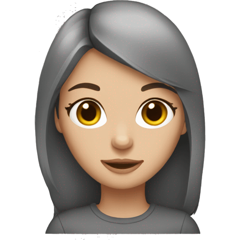 brunette with grey cat emoji