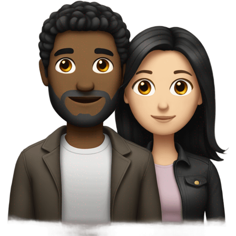 White couple with black hair  emoji