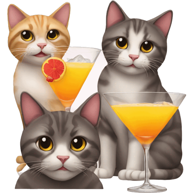 four cats at a cocktail bar emoji