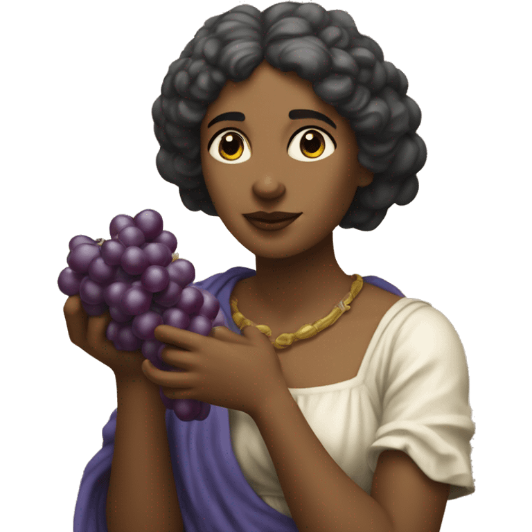 Sappho holds a bunch of grapes in her hand emoji