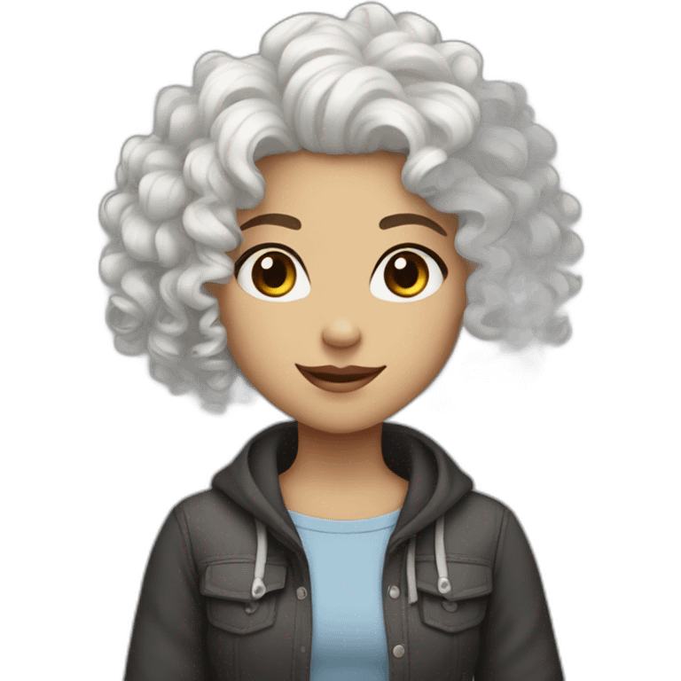 white curly hair girl funny emoji