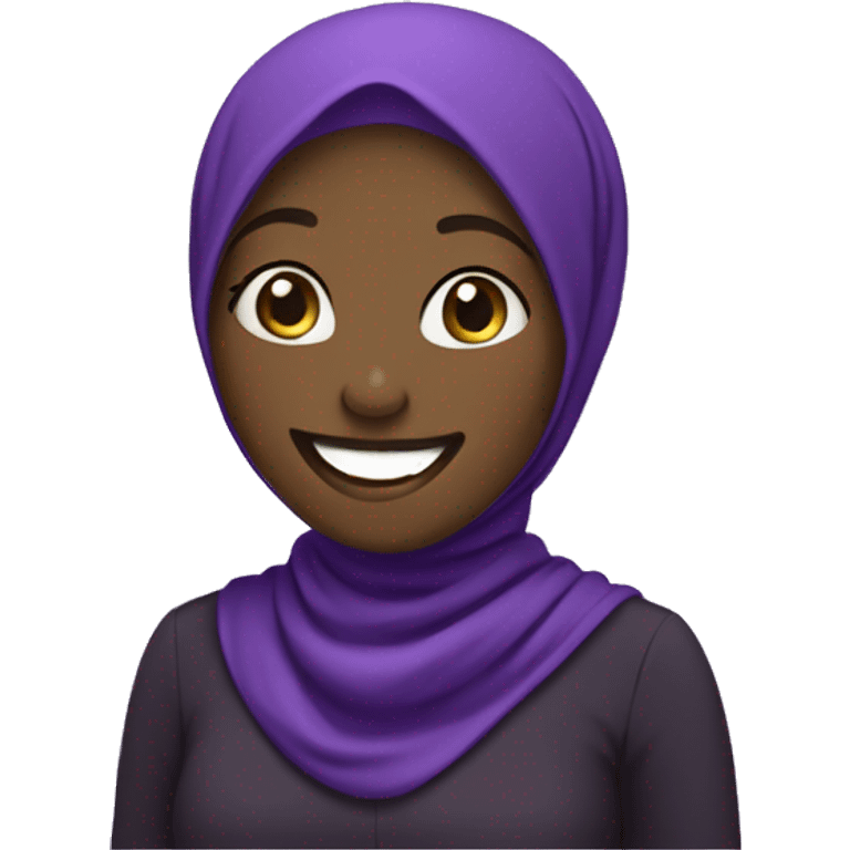 Standing black Hijabi in purple laughing  emoji