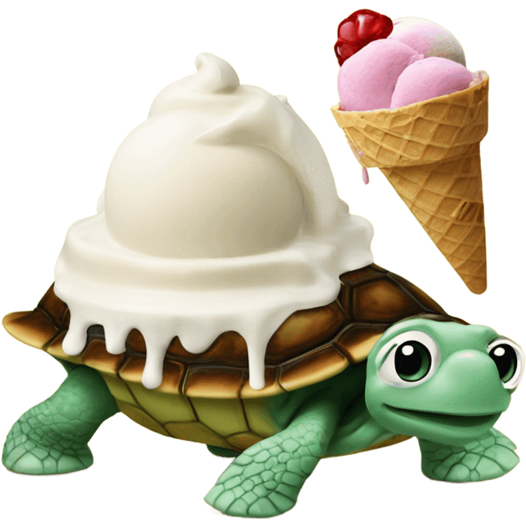 Scoop of ice cream on a turtle emoji