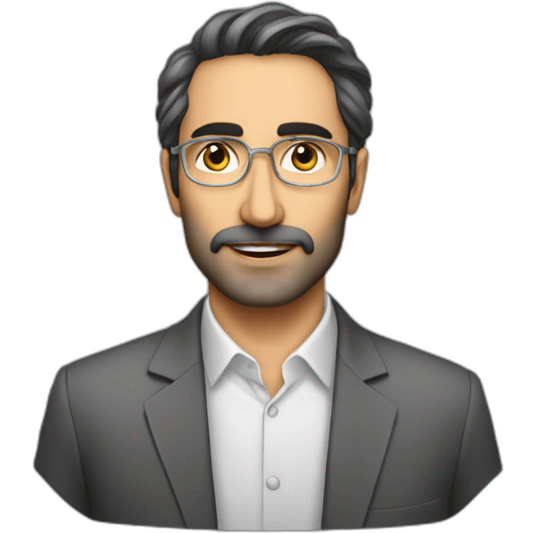 40yo male Iranian lawyer no crawat and glass emoji