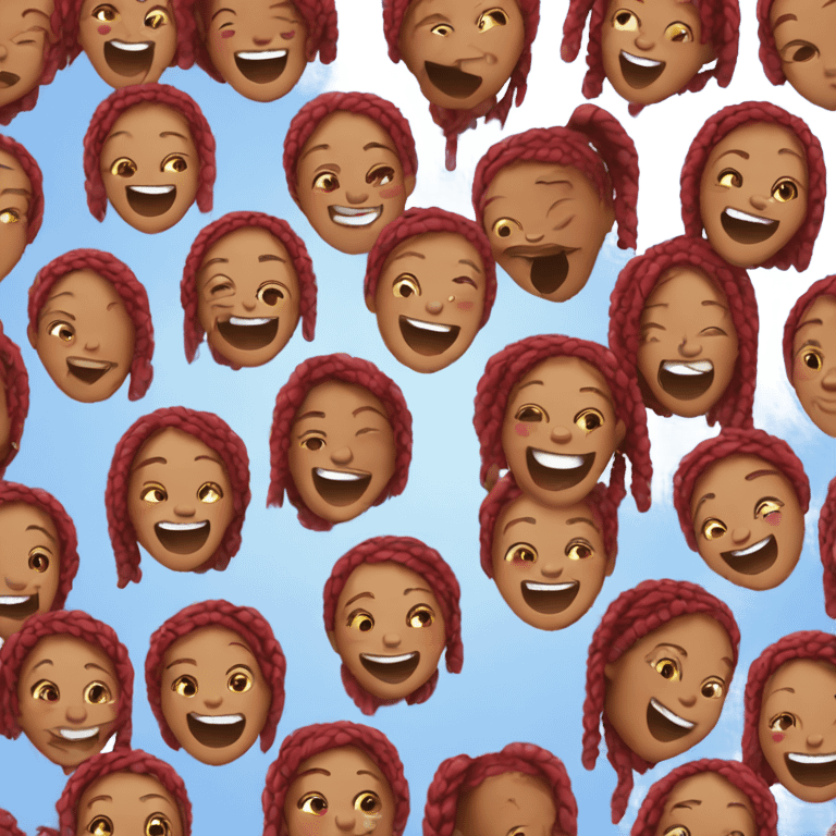 brown skin girl with red braids laughing emoji